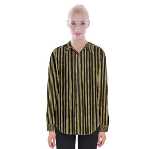 Stylish Golden Strips Womens Long Sleeve Shirt by gatterwe