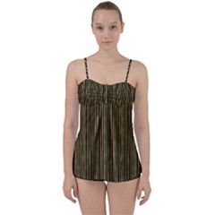 Stylish Golden Strips Babydoll Tankini Set by gatterwe