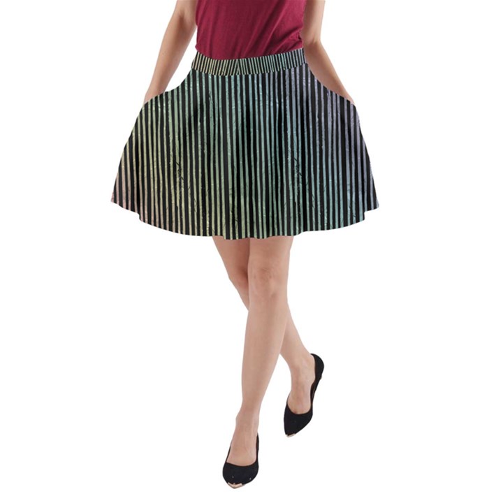 Stylish Rainbow Strips A-Line Pocket Skirt