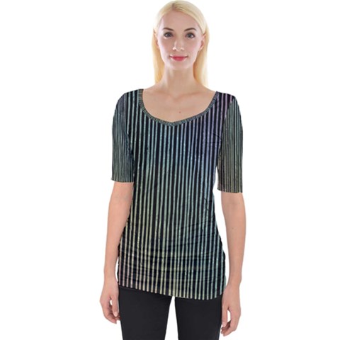 Stylish Rainbow Strips Wide Neckline Tee by gatterwe