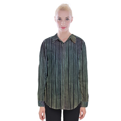 Stylish Rainbow Strips Womens Long Sleeve Shirt by gatterwe