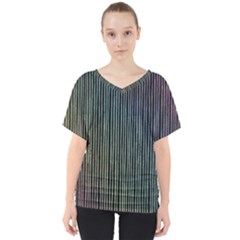 Stylish Rainbow Strips V-neck Dolman Drape Top by gatterwe