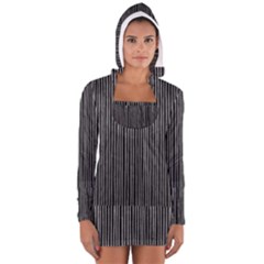 Stylish Silver Strips Long Sleeve Hooded T-shirt by gatterwe