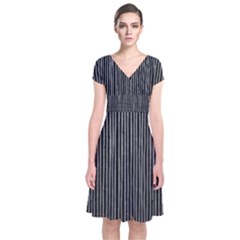 Stylish Silver Strips Short Sleeve Front Wrap Dress by gatterwe