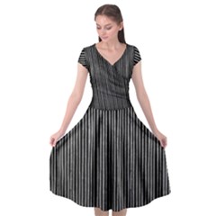 Stylish Silver Strips Cap Sleeve Wrap Front Dress by gatterwe