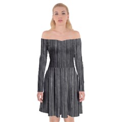 Stylish Silver Strips Off Shoulder Skater Dress by gatterwe