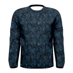 Blue Flower Glitter Look Men s Long Sleeve Tee by gatterwe