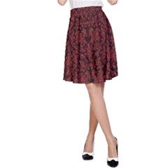 Red Glitter Look Floral A-line Skirt by gatterwe