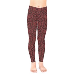 Red Glitter Look Floral Kids  Legging by gatterwe