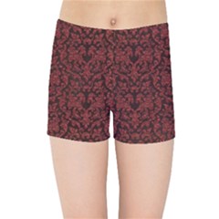 Red Glitter Look Floral Kids Sports Shorts by gatterwe