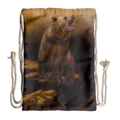 Roaring Grizzly Bear Drawstring Bag (large) by gatterwe