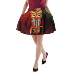 Cute Owl, Mandala Design A-line Pocket Skirt by FantasyWorld7