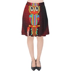 Cute Owl, Mandala Design Velvet High Waist Skirt by FantasyWorld7