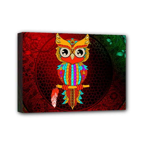 Cute Owl, Mandala Design Mini Canvas 7  X 5  by FantasyWorld7