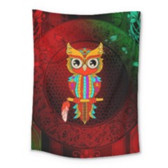 Cute Owl, Mandala Design Medium Tapestry by FantasyWorld7