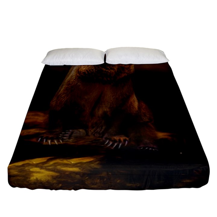 Roaring Grizzly Bear Fitted Sheet (Queen Size)