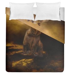 Roaring Grizzly Bear Duvet Cover Double Side (queen Size) by gatterwe