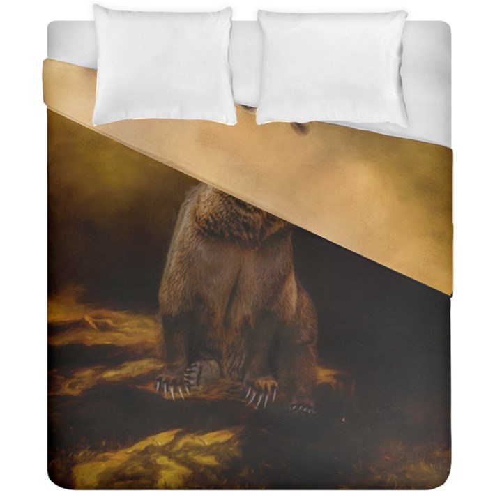 Roaring Grizzly Bear Duvet Cover Double Side (California King Size)