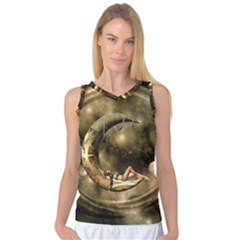 Steampunk Lady  In The Night With Moons Women s Basketball Tank Top by FantasyWorld7