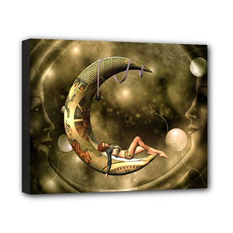 Steampunk Lady  In The Night With Moons Canvas 10  X 8  by FantasyWorld7