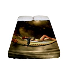 Steampunk Lady  In The Night With Moons Fitted Sheet (full/ Double Size) by FantasyWorld7