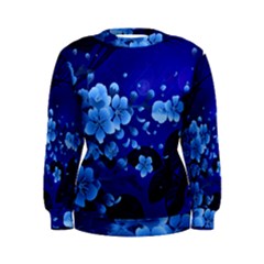 Floral Design, Cherry Blossom Blue Colors Women s Sweatshirt