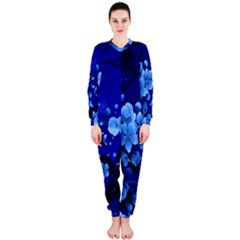 Floral Design, Cherry Blossom Blue Colors OnePiece Jumpsuit (Ladies) 