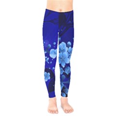 Floral Design, Cherry Blossom Blue Colors Kids  Legging