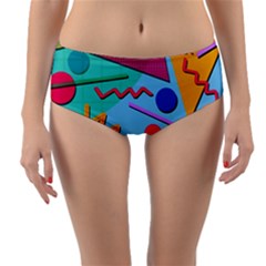 Memphis #10 Reversible Mid-waist Bikini Bottoms by RockettGraphics