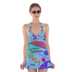 Memphis #10 Halter Swimsuit Dress by RockettGraphics