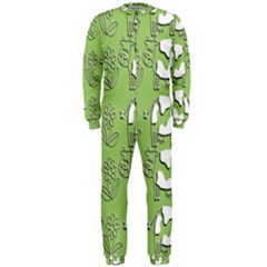 Cow Flower Pattern Wallpaper Onepiece Jumpsuit (men)  by Nexatart