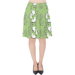 Cow Flower Pattern Wallpaper Velvet High Waist Skirt by Nexatart