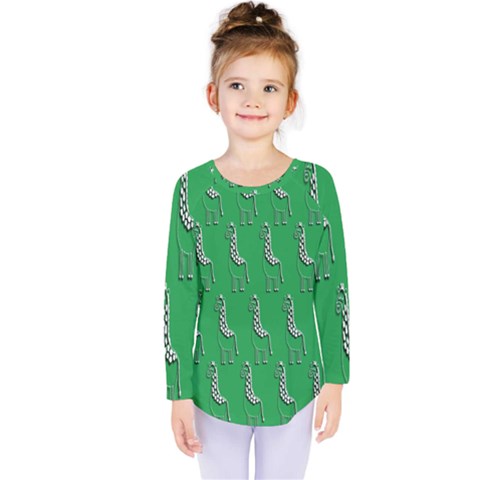 Giraffe Pattern Wallpaper Vector Kids  Long Sleeve Tee by Nexatart