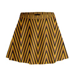 Chevron Brown Retro Vintage Mini Flare Skirt by Nexatart