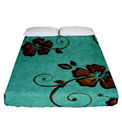 Chocolate Background Floral Pattern Fitted Sheet (queen Size) by Nexatart