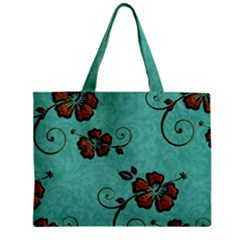 Chocolate Background Floral Pattern Zipper Mini Tote Bag by Nexatart