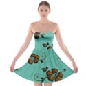 Chocolate Background Floral Pattern Strapless Bra Top Dress View1