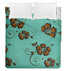 Chocolate Background Floral Pattern Duvet Cover Double Side (queen Size)