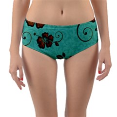 Chocolate Background Floral Pattern Reversible Mid-waist Bikini Bottoms by Nexatart