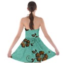 Chocolate Background Floral Pattern Strapless Bra Top Dress View2