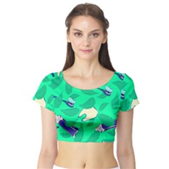 Pattern Seamless Background Desktop Short Sleeve Crop Top (tight Fit) by Nexatart