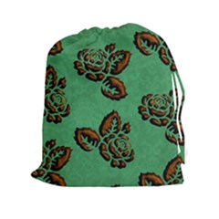 Chocolate Background Floral Pattern Drawstring Pouches (xxl) by Nexatart