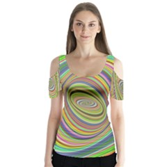 Ellipse Background Elliptical Butterfly Sleeve Cutout Tee 