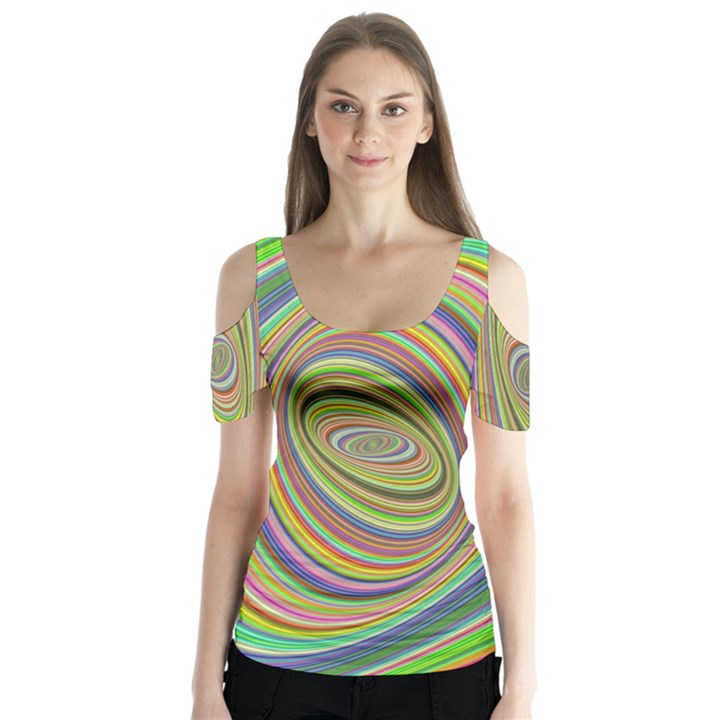 Ellipse Background Elliptical Butterfly Sleeve Cutout Tee 