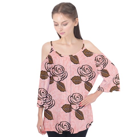 Chocolate Background Floral Pattern Flutter Tees by Nexatart