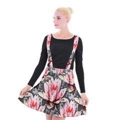 Water Lily Background Pattern Suspender Skater Skirt by Nexatart