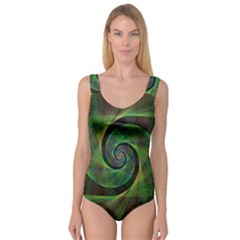 Green Spiral Fractal Wired Princess Tank Leotard  by Nexatart