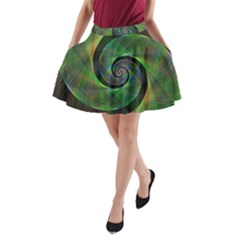 Green Spiral Fractal Wired A-line Pocket Skirt by Nexatart