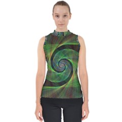 Green Spiral Fractal Wired Shell Top by Nexatart