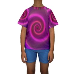 Pink Background Neon Neon Light Kids  Short Sleeve Swimwear by Nexatart